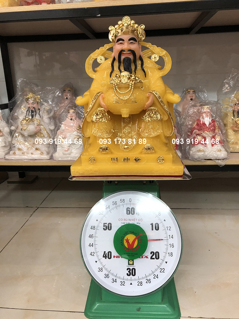 Tượng Thần Tiền Bằng Bột Đá Thạch Anh Vàng Cao Cấp TT-005 Cao 38cm, nặng 15kg