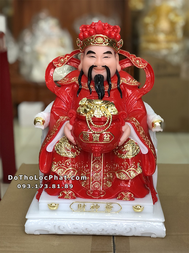 Tượng Thần Tiền Áo Đỏ Đế Hoa Văn TT-024