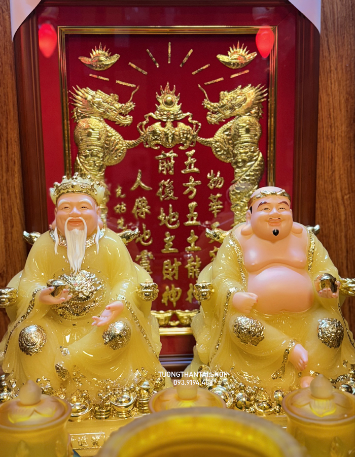 tượng ông địa thần tài bằng bột đá thạch anh đẹp