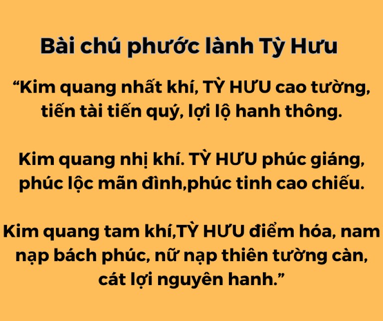 bài chú phước lành tỳ hưu