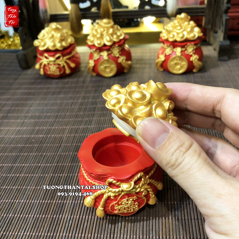 Hũ vàng thần tài đựng gạo muối nước chiêu tài tiến bảo