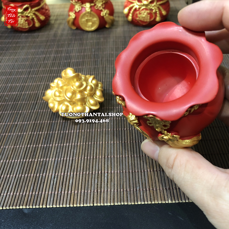 Hũ vàng thần tài đựng gạo muối nước chiêu tài tiến bảo