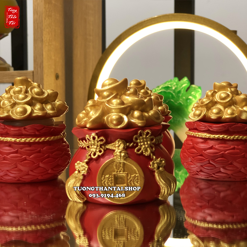 Hũ vàng thần tài đựng gạo muối nước chiêu tài tiến bảo