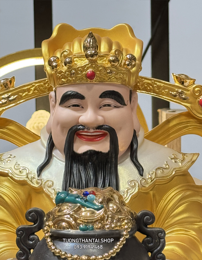 TƯỢNG THẦN TIỀN GẤM VÀNG BẰNG SỨ CAO CẤP