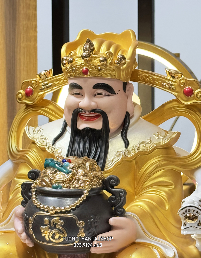 TƯỢNG THẦN TIỀN GẤM VÀNG BẰNG SỨ CAO CẤP