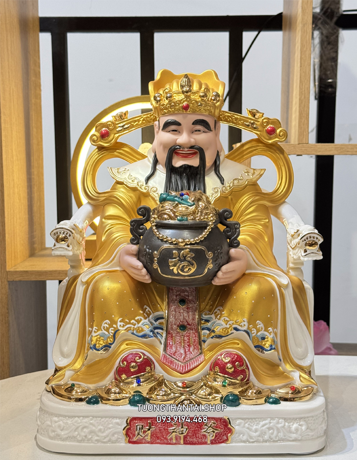 TƯỢNG THẦN TIỀN GẤM VÀNG BẰNG SỨ CAO CẤP