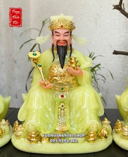 Bộ 3 ông Thần Tài Thổ Địa Thần Tiền thạch ngọc ngồi thỏi vàng