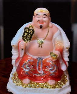 tượng ông địa thần tài bằng bột đá đỏ đẹp