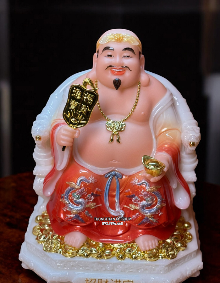 tượng ông địa thần tài bằng bột đá đỏ đẹp