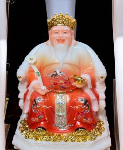 tượng ông địa thần tài bằng bột đá đỏ đẹp