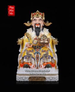 Tượng Thần Tiền như ý hũ vàng áo gấm vàng