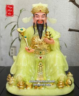 Tượng Thần Tiền thạch ngọc như ý thỏi vàng ngồi thỏi vàng
