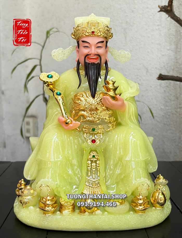 Tượng Thần Tiền thạch ngọc như ý thỏi vàng ngồi thỏi vàng