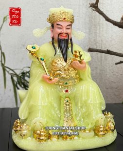 Tượng Thần Tiền thạch ngọc như ý thỏi vàng ngồi thỏi vàng