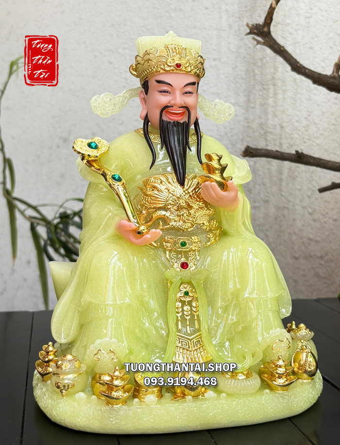 Tượng Thần Tiền thạch ngọc như ý thỏi vàng ngồi thỏi vàng