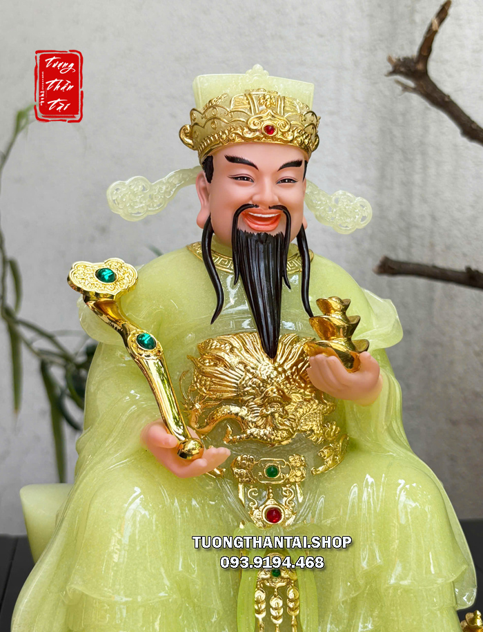 Tượng Thần Tiền thạch ngọc như ý thỏi vàng ngồi thỏi vàng