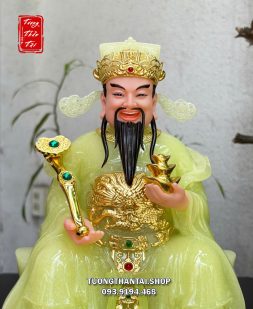 Tượng Thần Tiền thạch ngọc như ý thỏi vàng ngồi thỏi vàng