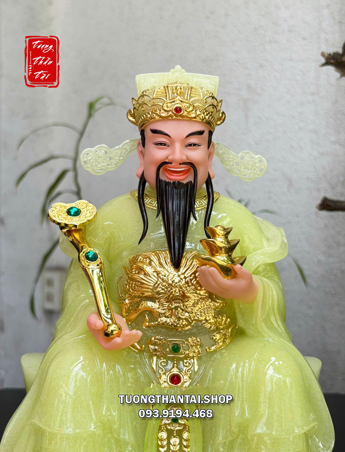 Tượng Thần Tiền thạch ngọc như ý thỏi vàng ngồi thỏi vàng