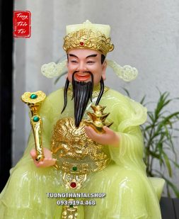 Tượng Thần Tiền thạch ngọc như ý thỏi vàng ngồi thỏi vàng