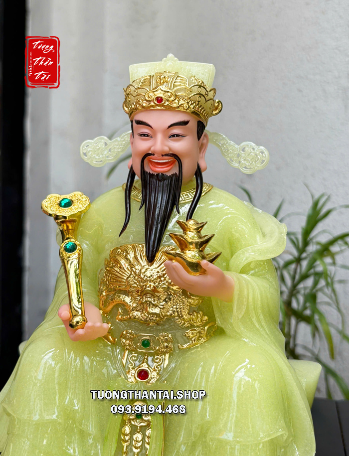 Tượng Thần Tiền thạch ngọc như ý thỏi vàng ngồi thỏi vàng