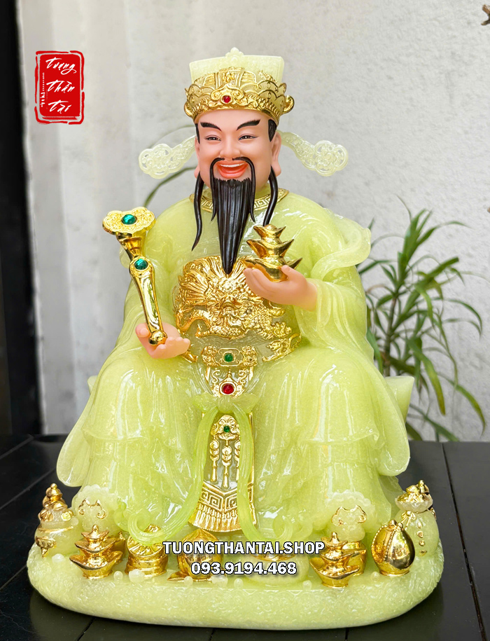 Tượng Thần Tiền thạch ngọc như ý thỏi vàng ngồi thỏi vàng