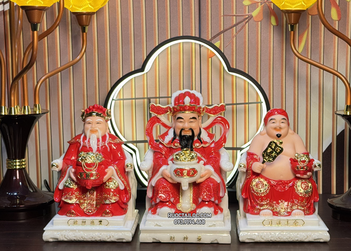 trọn bộ ông địa thần tài thần tiền bằng bột đá