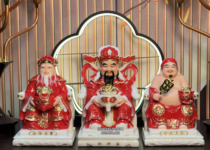 trọn bộ ông địa thần tài thần tiền bằng bột đá