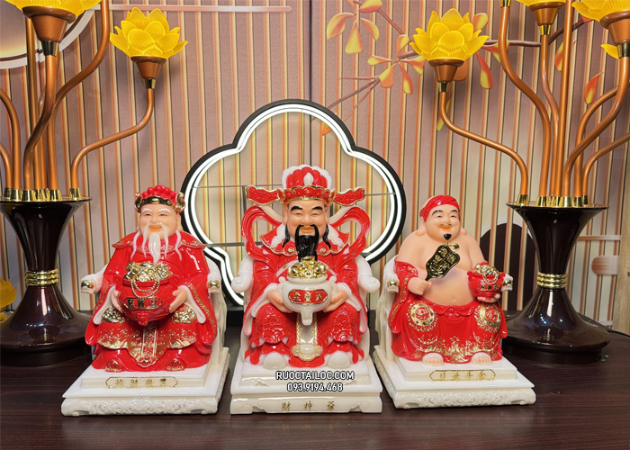 trọn bộ ông địa thần tài thần tiền bằng bột đá