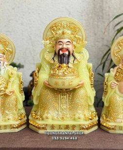 Bộ 3 ông Thần Tài Thần Thiền Thổ Địa thạch ngọc hào quang song long