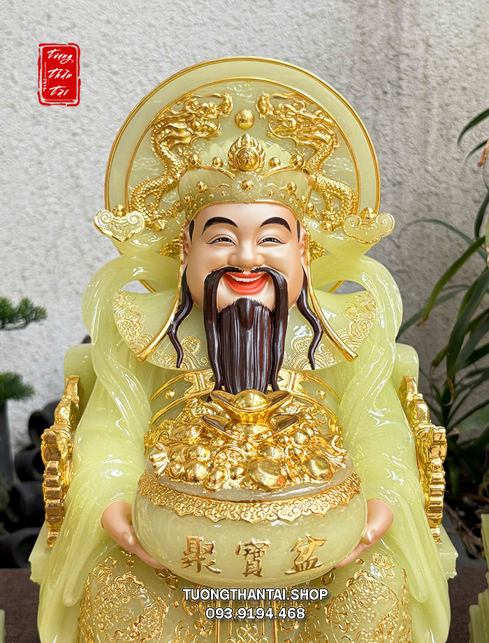 Bộ 3 ông Thần Tài Thần Thiền Thổ Địa thạch ngọc hào quang song long