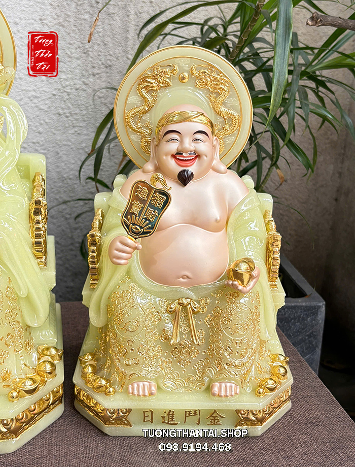 Bộ 3 ông Thần Tài Thần Thiền Thổ Địa thạch ngọc hào quang song long