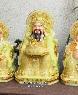 Bộ 3 ông Thần Tài Thần Thiền Thổ Địa thạch ngọc hào quang song long