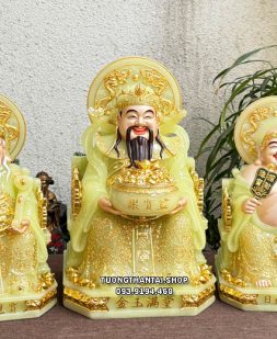 Bộ 3 ông Thần Tài Thần Thiền Thổ Địa thạch ngọc hào quang song long