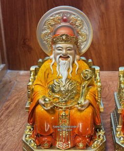 bộ 3 Ông Địa Thần Tiền Thần Tài bằng bột đá đỏ có hào Quang đẹpđep