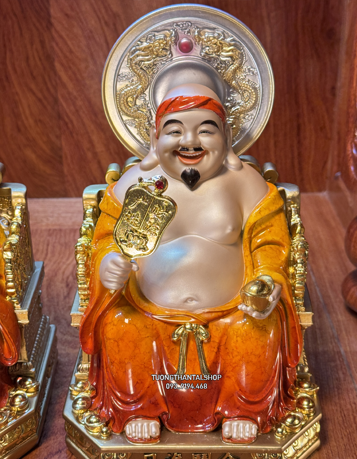 bộ 3 Ông Địa Thần Tiền Thần Tài bằng bột đá đỏ có hào Quang đẹpđep