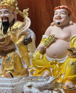 Bộ 3 Ông Địa Thần Tài Thiền Bằng Sứ Đức Hóa Gấm Vàng