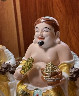 tượng thần tài thổ địa sứ gấm vàng ghế rồng đẹp
