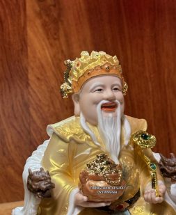 tượng thần tài thổ địa sứ gấm vàng ghế rồng đẹp