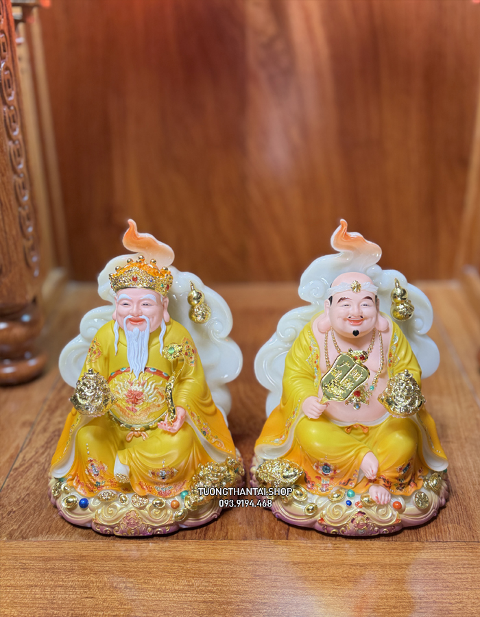 tượng Ông Địa Thần Tài Tường Vân Phú Quý Gấm Vàng