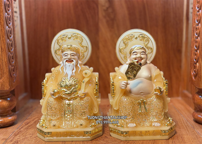 Tượng Ông Địa Thần Tài Thạch Anh Hào Quang Đẹp