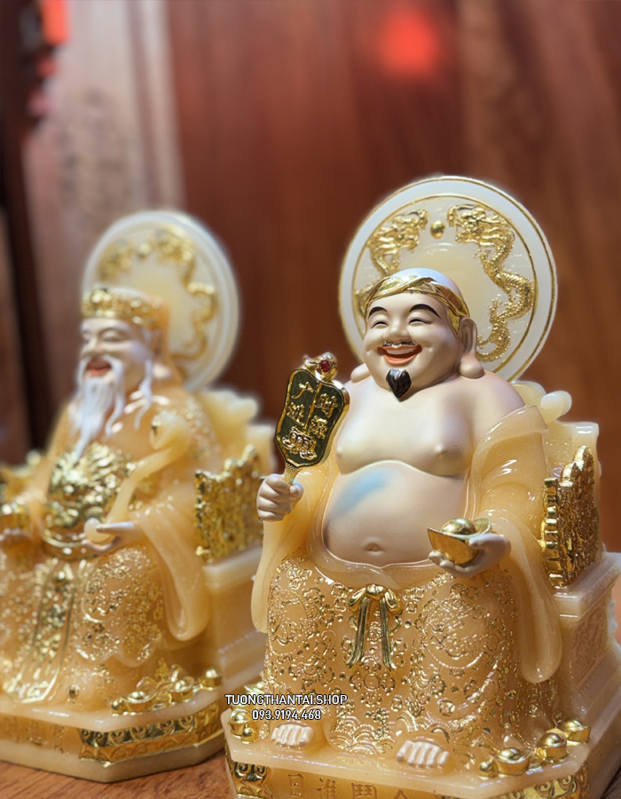 Tượng Ông Địa Thần Tài Thạch Anh Hào Quang Đẹp