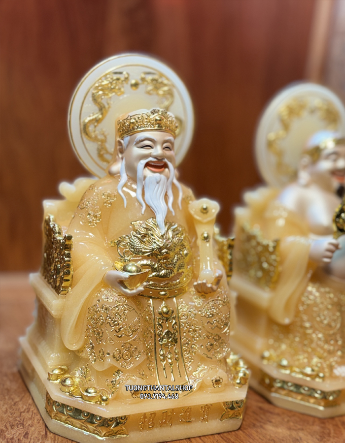 Tượng Ông Địa Thần Tài Thạch Anh Hào Quang Đẹp