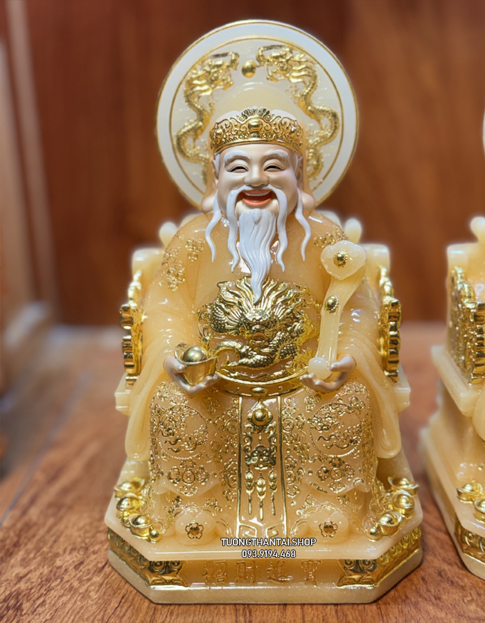 Tượng Ông Địa Thần Tài Thạch Anh Hào Quang Đẹp