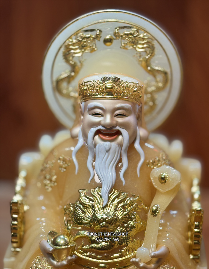 Tượng Ông Địa Thần Tài Thạch Anh Hào Quang Đẹp