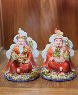 tượng ông địa thần tài gấm đỏ tường vân phú quý