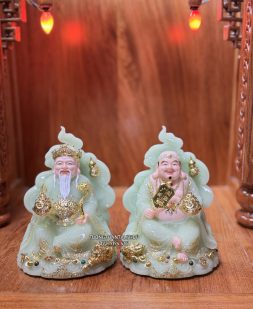 Tượng Ông Địa Thần Tài Tường Vân Phú Quý Xanh Thạch Ngọc đẹp