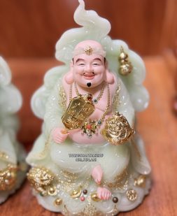 Tượng Ông Địa Thần Tài Tường Vân Phú Quý Xanh Thạch Ngọc đẹp