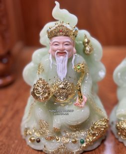 Tượng Ông Địa Thần Tài Tường Vân Phú Quý Xanh Thạch Ngọc đẹp