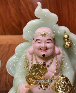 Tượng Ông Địa Thần Tài Tường Vân Phú Quý Xanh Thạch Ngọc đẹp